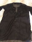 Gorgeous Black Sheer See Through Mesh Sequin Summer Kaftan Top Size 12