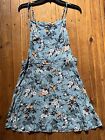 Womens American Eagle Dress Apron A-Line Style Blue Floral Juniors Large Summer