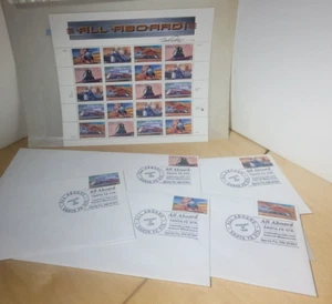 RARE USPS 1999 STREAMLINER STAMPS “ALL ABOARD” LOT TED ROSE AUTOGRAPHED SHEET - Picture 1 of 14