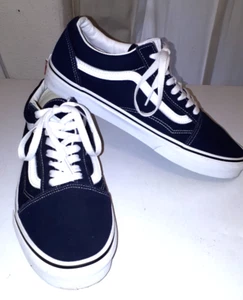 En muy buena condición Para hombres 9/42 VANS Off the wall OLD SKOOL Azul Oscuro/Blanco Gamuza Encaje Zapatillas - Imagen 1 de 10
