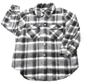 Terra & Sky Plaid Shacket Jacket Shirt Size 1X (16W-18W) Black White Plaid NWT - Picture 1 of 9