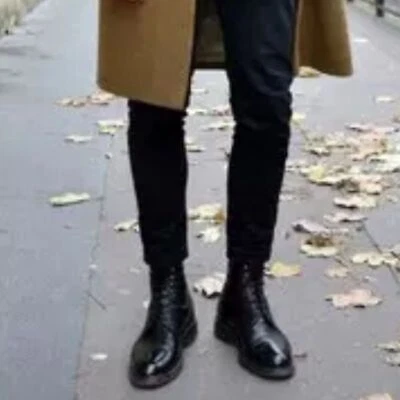 Bota de Combate Gordon Rush Raleigh Couro Patente Preto Tamanho 11.5 - Imagem 1 de 4