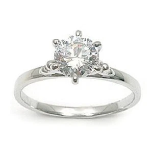 Bague T48 à 62 Solitaire d'un Diamant Cz 7mm Multifacette 6 Griffes Argent 925 - Picture 1 of 3