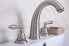 Brushed Nickel Bathroom Basin Faucet Widespread Vanity Sink Mixer Tap fbn015