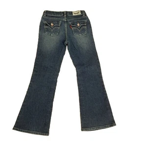 Levi’s girls 6X flap pocket Flare Jeans with pink jewels, adjustable waistband - Picture 1 of 9