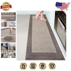 Alfombra de cocina beige 24" x 84" antideslizante y resistente a las manchas para zonas de alto tráfico - Imagen 1 de 9