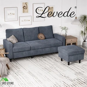 Levede 3 Seater Sofa L-Shaped Convertible Modular Couch Lounge Ottoman 195cm - Picture 1 of 6