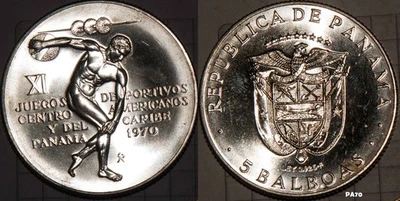 Coin1970Panama 5 Balboas Uncirculated Silver Sterling Over1oz Bullion HomoErotic - Image 1 of 2
