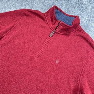 Suéter Izod Cuarto Cremallera Hombres L Rojo Manga Larga Polar Pullover Cuello Simulado Clásico - Imagen 1 de 8