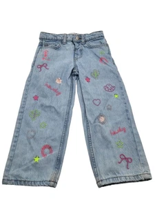 PRIMARK Toddler Girls SZ 4-5 Embroidered Denim Jeans Country Western Light Wash - Picture 1 of 12