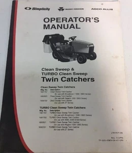 Simplicity Massey Ferguson Agco Allis operador manual turbo limpio doble atrapas - Imagen 1 de 7