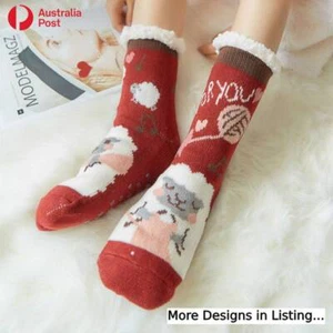Cute Women Girl Extra Warm Winter Bed Slipper Socks Floor Mid-Calf Crew 6-11 - Picture 1 of 11