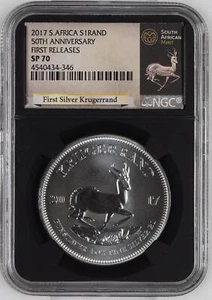 2017 SOUTH AFRICA KRUGERRAND 50TH ANNIVERSARY FIRST S1KR NGC SP-70 4346 - Picture 1 of 2