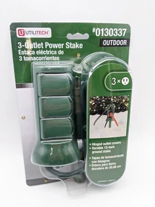 Utilitech 3-Outlet Power Stake 6ft Hinged Outlet Covers Outdoor #0130337 Green - Picture 1 of 4