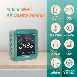 WiFi CO2 Detector Temperature Humidity Air Quality Monitor Carbon Dioxide Tester - Picture 1 of 12