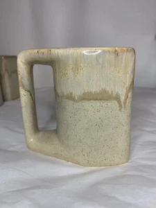 Signed Padilla Pottery Stoneware Drip Glaze Mug 10oz Cream Tan Beige Triangular - Picture 1 of 5