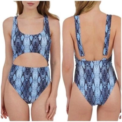 Nuevo Traje de Baño Rachel Rachel Roy Desert Snake Recortado Una Pieza Azul Reptil Talla S Foto 1 de 4