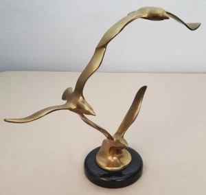 Vintage Mid Century Brass 3 Seagulls Flying Figurine Statue Sculpture - Picture 1 of 12