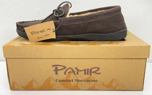Men’s PAMIR Comfort Moccasins Size 10 Rootbeer Slip-On Slippers Brown SF87161 - Picture 1 of 10