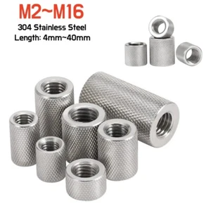 Stainless Steel Knurled Round Coupling Nuts M2-M16 Cylindrical Thumb Tighten Nut - Picture 1 of 7