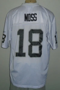 Camiseta deportiva de fútbol americano Randy Moss #18 Oakland Raiders Reebok cosida blanca del equipo de la NFL para hombre 2X - Imagen 1 de 8