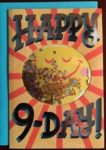 Age 9 BIRTHDAY Card , with 3D Plastic Bubble on front filled with Sparkles - Picture 1 of 3