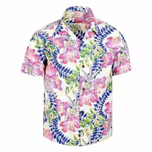 Sun Surf Mens Off White Orchid Bloom Hawaiian Shirt SURF10263 - Picture 1 of 4