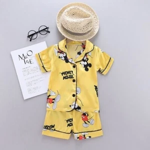 Kids Mickey Mouse Ice Silk Short Sleeved Pajamas Boy/Girl Set 2T - Picture 1 of 1