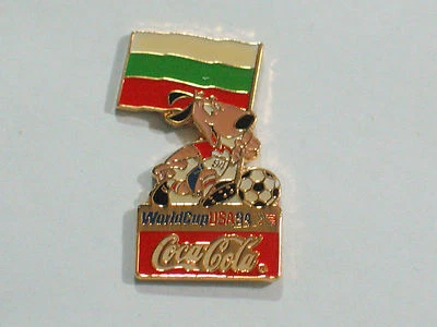 Soccer Pin, 1994 Bulgaria Soccer World Cup Event Flag & Striker Dog Mascot, (138 - Image 1 of 2