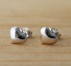 Solid 925 Sterling Silver Heart Stud Earrings Plain Love Stylish Jewellery