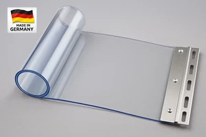 PVC Ersatzstreifen 200x2 mm Blau Transparent mit Halteschiene – Made in Germany - Bild 1 von 3