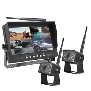 Digital Wireless 9'' Quad Dash Cam 2 AHD Rear View DVR System Semi Truck Bus RV - Picture 1 of 24