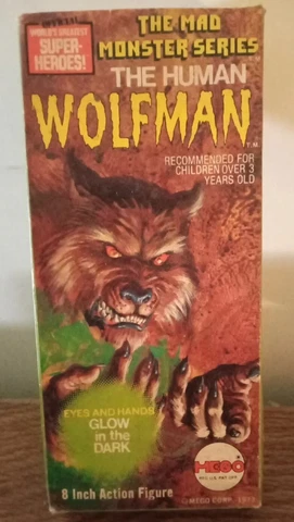 1973 MEGO World's Greatest Super-Heroes Human Wolfman Mad Monsters Boxed Vintage Cover