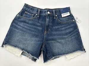 Old Navy Denim Shorts Youth Girls 16 High Rise Built-In Tough Blue Cut Off NEW - Picture 1 of 9