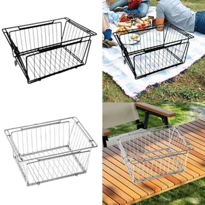 Folding Storage Basket Space Saving Multipurpose Camping Table Accessories - Picture 1 of 11