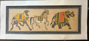 Original Indische Miniatur Malerei Elefant Tiere Rajasthani Handarbeit Volkskunst - Bild 1 von 4