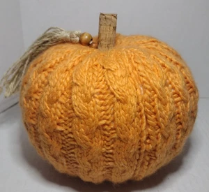 Fall, Harvest Knit Pumpkin Tabletop Decoration, Orange 9 x 9 x 8 - Picture 1 of 3
