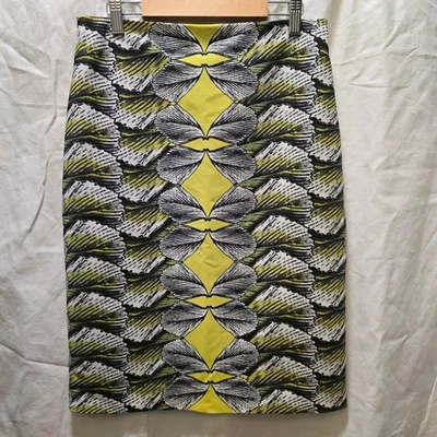 Falda Lápiz Nicole Miller Artelier Ajustada Estampado Geométrico Carrera Talla 4 Amarilla Foto 1 de 4