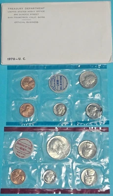 1970 PDS Mint Uncirculated Set 10 US Coins OGP W/ Silver Superb Kennedy Half 50c - Image 1 of 4