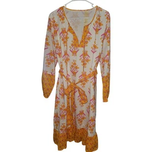 Vestido floral naranja para mujer con lazo en la cintura J. Crew Talla XL - Imagen 1 de 8