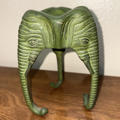 De colección Bronce Verde Elefante Trípode Quemador de Incienso Cenicero Velas Decoración Única Foto 1 de 4