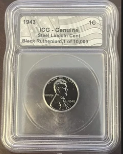 Centavo Lincoln de acero 1943 · Rutenio negro · ICG genuino · 1 de 10.000 - Imagen 1 de 2