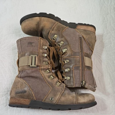 Botas de Combate SOREL Major Carly 9.5 Nuez Moscada/Lino Marrón Con Cordones Impermeables Senderismo  Foto 1 de 4