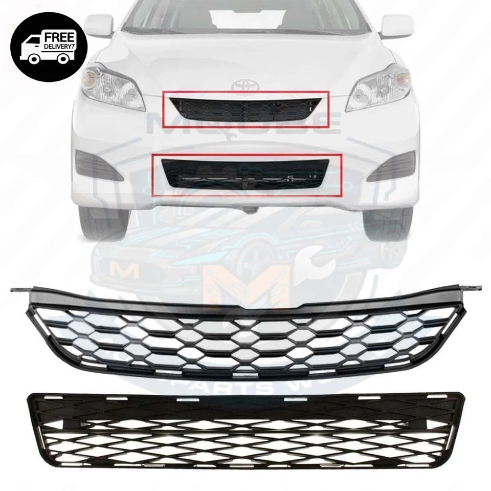 New 2009-2014 Front Bumper Upper & Lower Grille Black Plastic Toyota Matrix Foto 1 de 1