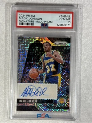 2024 PRIZM MAGIC JOHNSON SIGNATURES MOJO PRIZM AUTO /25 LAKERS 🔥 POP 1 PSA 10 - Image 1 of 4