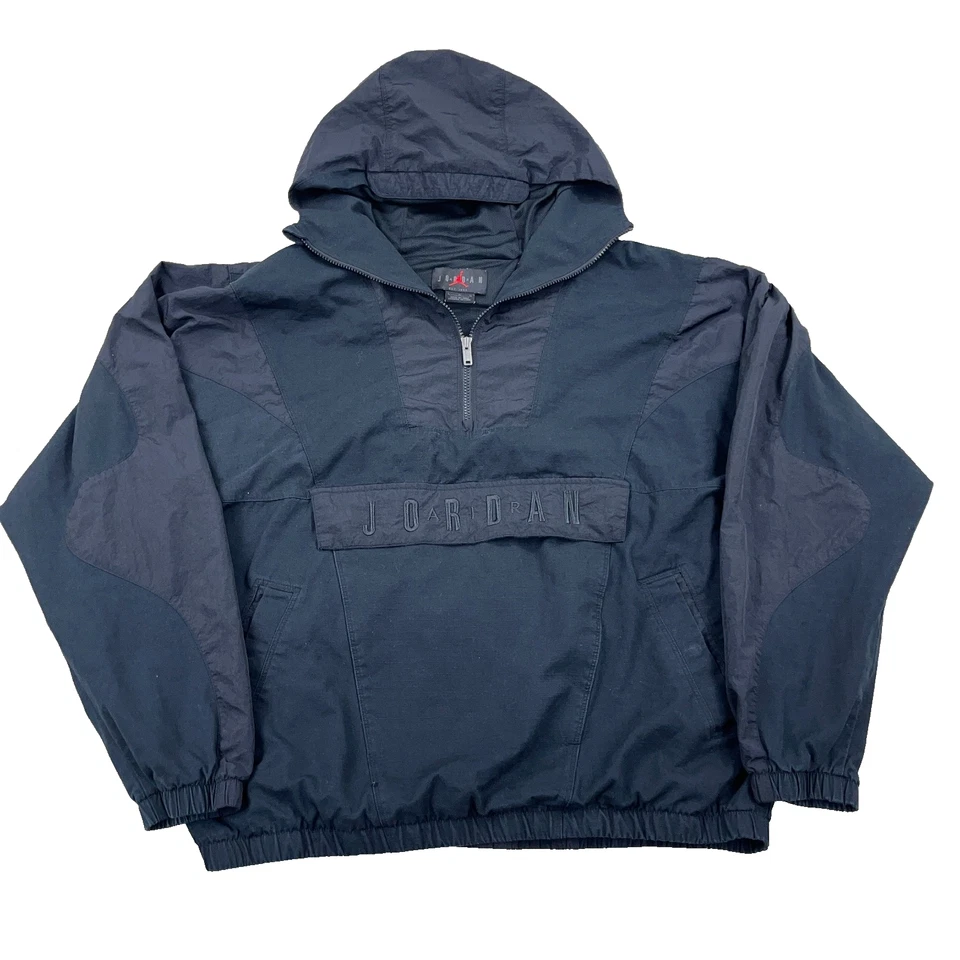 Chaqueta Jordan Vintage Y2K Hombres Grande Negra Pullover Cortavientos Anorak Air Adulto Foto 1 de 4