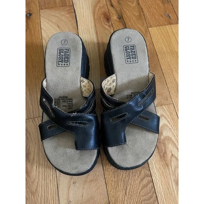 Vintage 90s Y2K Faded Glory Sandals Womens 7 Chunky Brown Lug Platform Slides - Image 1 of 4