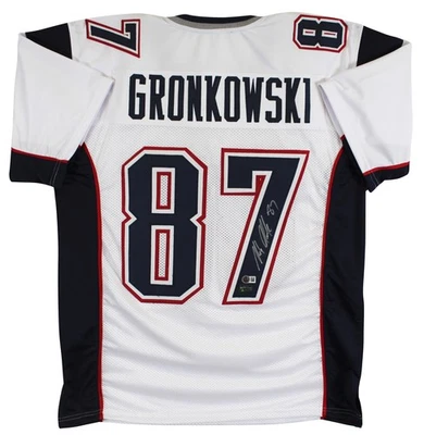 Camiseta Rob Gronkowski Auténtica Firmada Blanca Estilo Profesional Autografiada BAS Testigo Foto 1 de 3