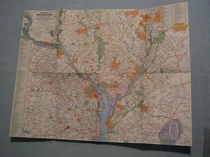 VINTAGE TOURIST + SUBURBAN WASHINGTON MAP National Geographic December 1964 - Picture 1 of 2