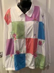 Alfred Dunner Colorblock Jacket with Embroidered Flowers Size 24W - Picture 1 of 4